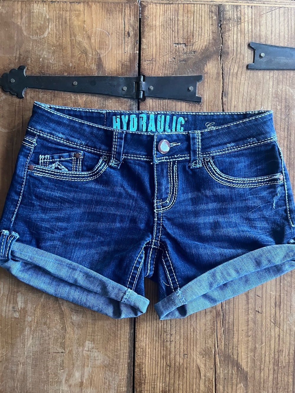 Hydraulic Juniors Dark Blue Rolled Cuff Denim Shorts